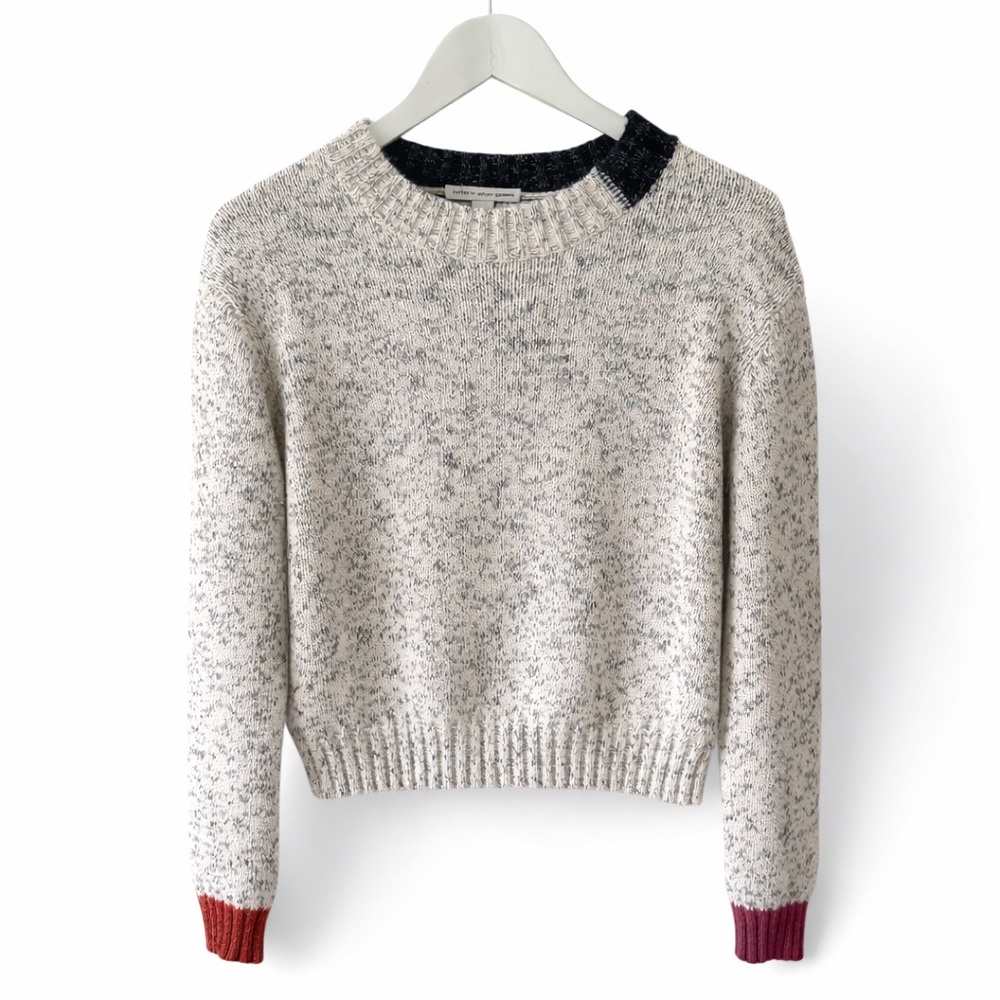 Autumn Cashmere Marled 100% Cotton Cropped Sweater Colorblock Size S
